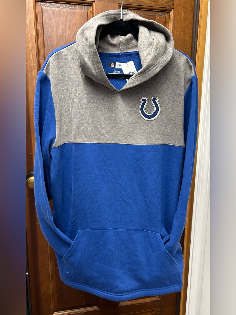 NFL Men's Crewneck Pullover in Gray and Royal Blue with Colts Logo